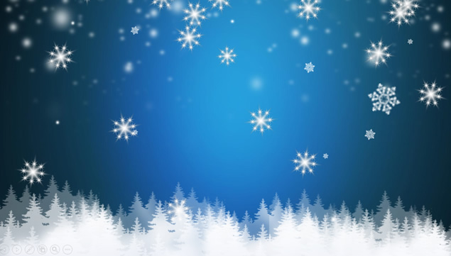 大雪纷飞圣诞老人送礼物――圣诞节音乐祝福贺卡PPT模板